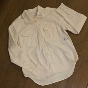 Good American Womens White Cloud Button-Up Shirt Size L. NEW